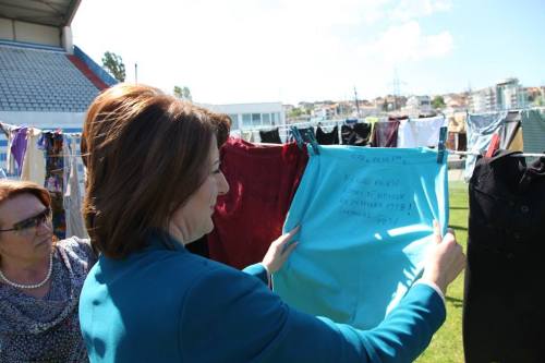 ilirpelasgian: nyctogbg: Thousands of women’s dresses collected then hung across the field of Prisht