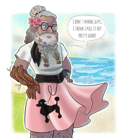 themonsterghost:Merle wearing a poodle skirt and OWNING it. Thank you for the wonderful suggestion @