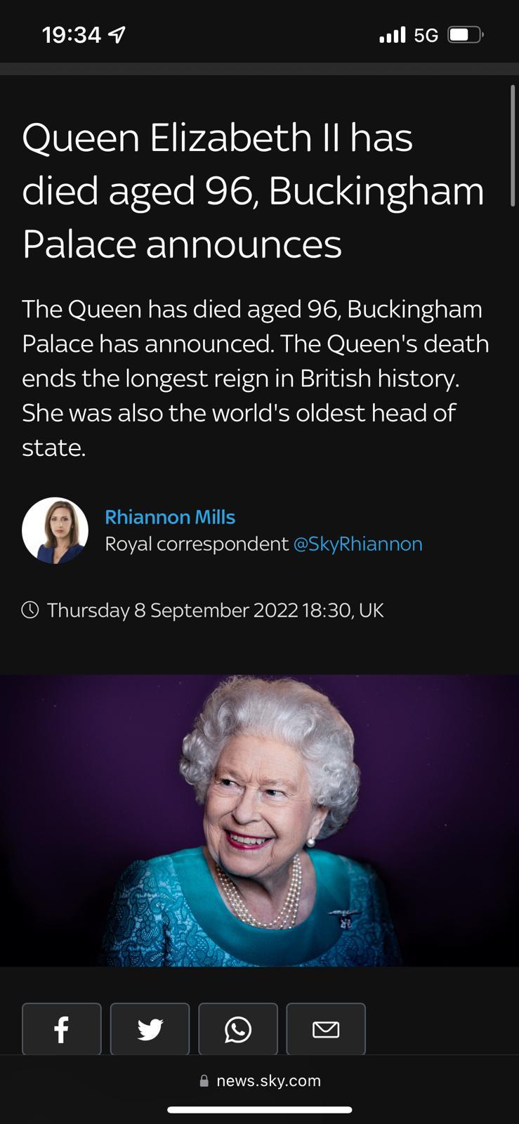 I'm Absolutely Devastated By This News. It Was An Honour To Serve In Your Armed Forces, Ma'am.