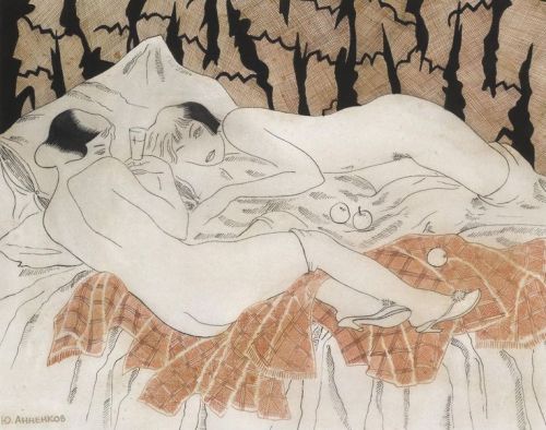 gorgeousnessss:‘Two nudes in bed’ by Yury Annenkov (Russian- 1889 - 1974)