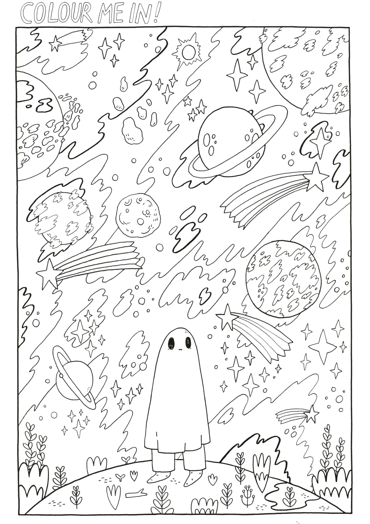 THE SAD GHOST CLUB BLOG — A space themed colouring page, straight ...