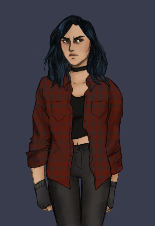 lesbiansummers:shadowbats:old Laura drawing that I finally finished[ID: digital art of Laura Kinney 
