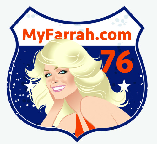 Playing with potential logos… what do you think? Trademark artwork of Farrah Fawcett for http