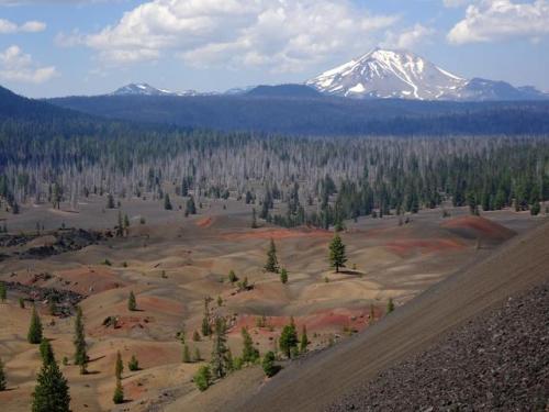 Painted Dunes as seen from Cinder Cone in Lassen Volcanic National Park, California [2448x1836] [OC]