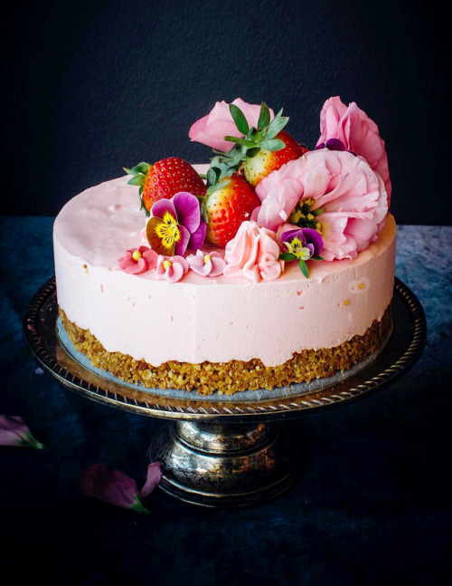 Rosewater &amp; White Chocolate Mousse and Strawberry Ice Cream Cheesecake | by Sonali Ghosh