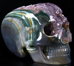 Caitlynhetillica:   Stunning Amethyst Geode Skull Purple Amethyst Crystal Skull 