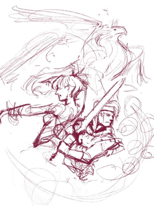 Secret of Mana Sketch! Still working on adding in Popoi, don’t you worry ;]