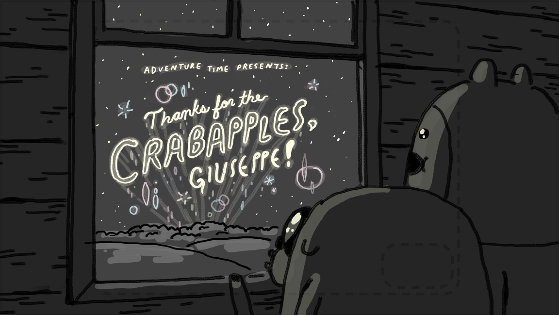 Thanks for the Crabapples, Giuseppe! - title card designed by Seo Kim painted by Nick