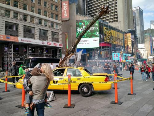 wow-images:  Some different angles I snapped of the Warcraft ad in Times Square 