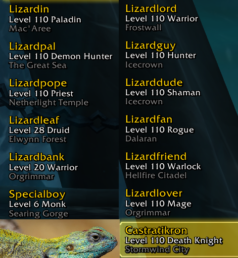 bad-warcraft-advice: bad-warcraft-advice:  Become The Lizard.  People are still giving this notes so I figured I’d give you an updated list  