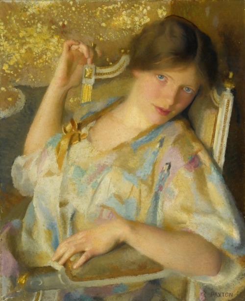 shear-in-spuh-rey-shuhn:WILLIAM MCGREGOR PAXTON Nonchalance Oil on Canvas27.25″ x 22″