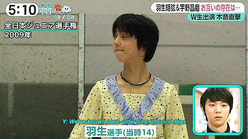 chajunhwanie:yuzuru getting sidetracked by a cute 11 year old shoma ~I love how he starts off neutra