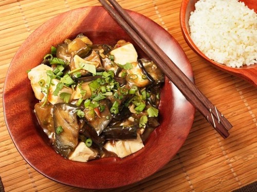 Vegan Braised Eggplant with Tofu in Garlic Sauce