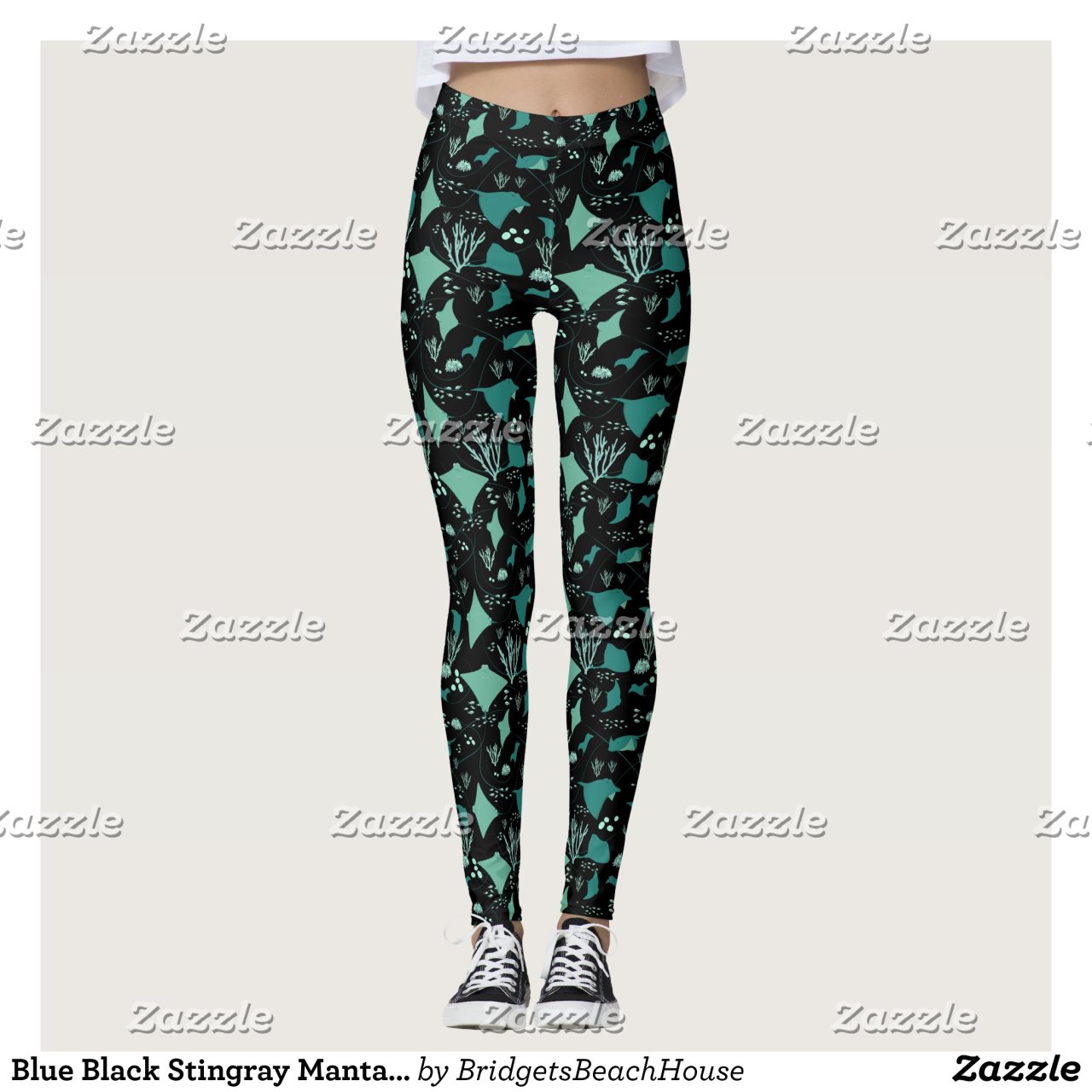 Blue Black Stingray Manta Ray Ocean Themed... Yoga Pants Designs