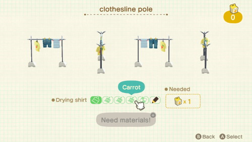 Item: clothesline pole# of customizations: 5Customization names: plain, PE shirt, fish, carrot, cust