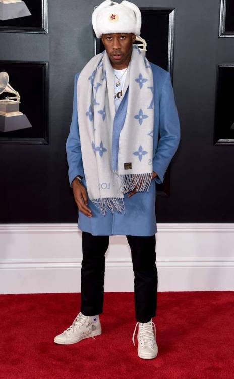 frozenmorningdeew: Tyler the Creator attends the 60th annual Grammy Awards in New York, 28 Jan 