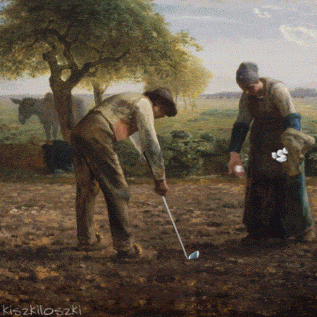 kiszkiloszki:Jean-François Millet strikes again.(The Golf Wars - episode 983574927)Paintings:Potato 