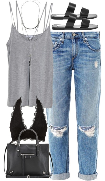 Untitled #680 by mulberryandtea featuring leather handbagsCami NYC gray shirt / Rag &amp; bone s