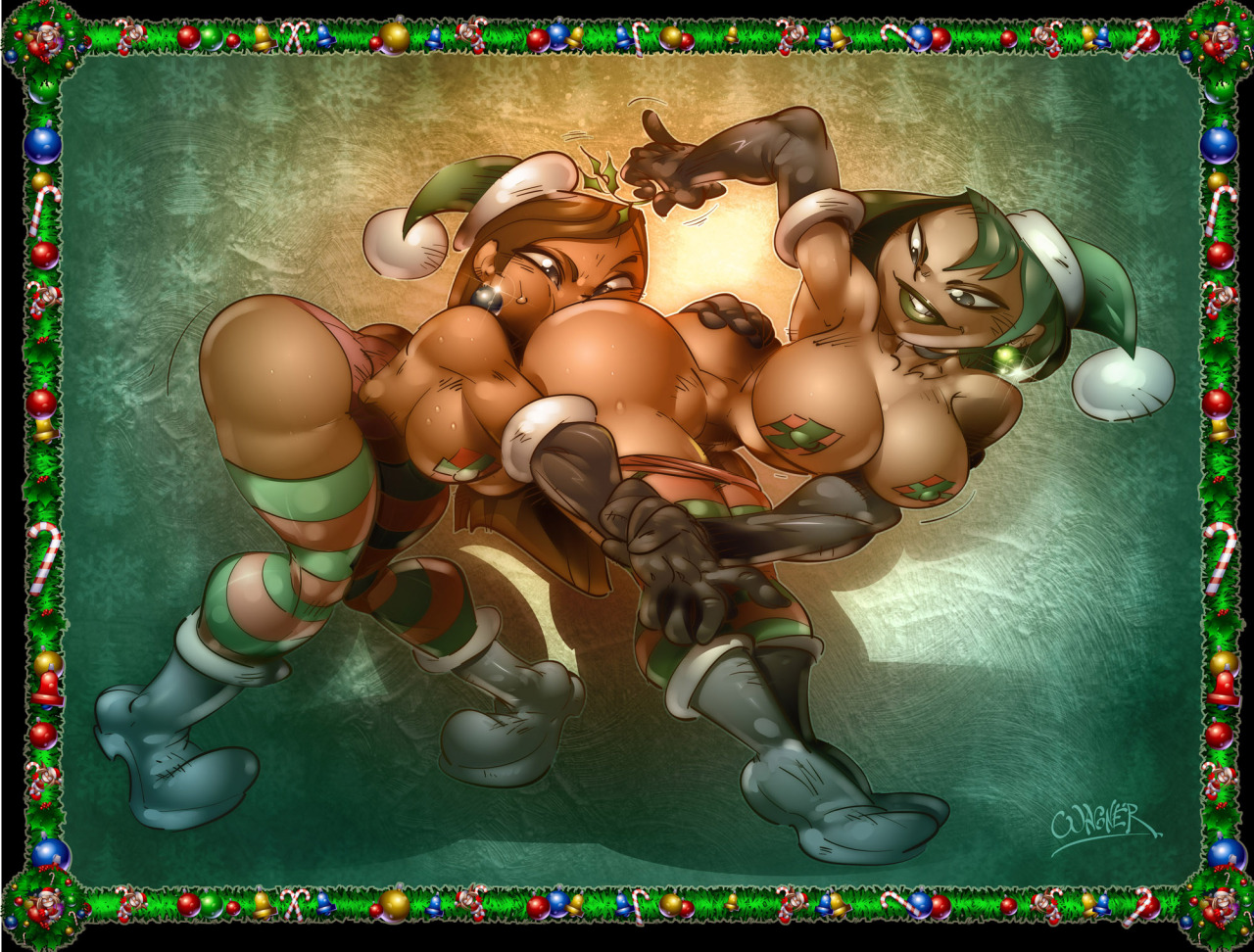 fandoms-females:  25 Days Of Picmas - Pucker Up ( xmas_gwen_and_heather_by_wagnerf