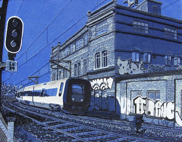   ”Paintings” Made Entirely Out of Denim Jeans via (my modern met) 