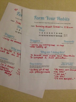 Filled out my &ldquo;Form Your Habits&rdquo; sheets  Thanks burymewithmyplanner !  #1- study for an hour everyday #2- run at least 3 miles everyday
