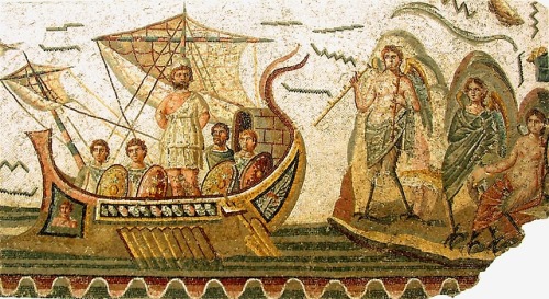 via-appia:Roman mosaic, Ulysses and the Sirens, Dougga, Tunisia, 2nd century AD