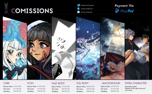 Hello everyone! Here are the prices for comissions. Feel free to message me to give you quotes or te