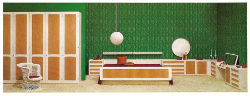 Interior design from the book ”Furniture front in paint, wood and plastics” by Wilfried Schaaf, 1969