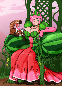 sutibaru:  Subi all dressed up as the queen of watermelons.