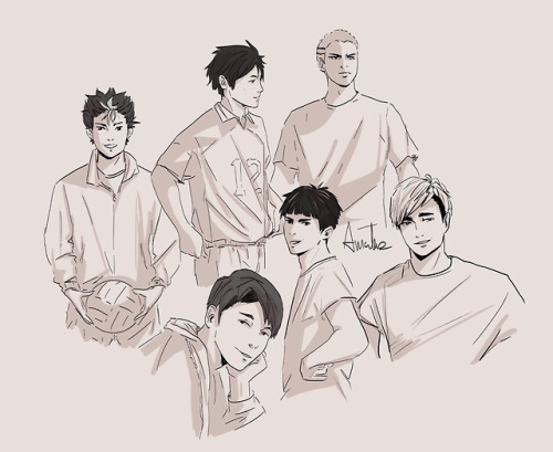 biyachi:amalasdraws:Haikyuu DoodlesThank you for your suggestions! [ID: Several sketches of various 