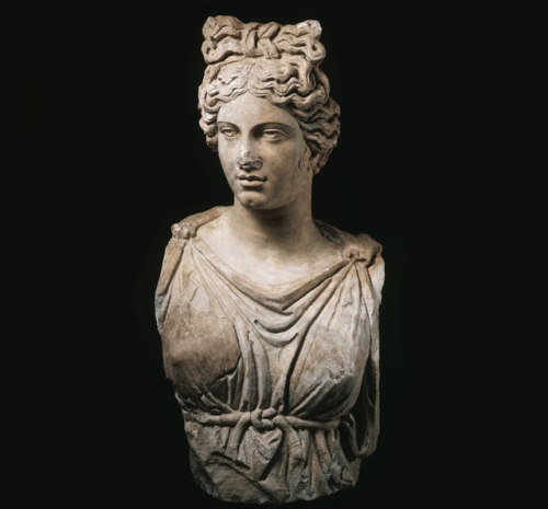 Roman (Antonine Period) — Colossal Bust of a Goddess or Personification, 160-190 AD.  Sculpture: Whi