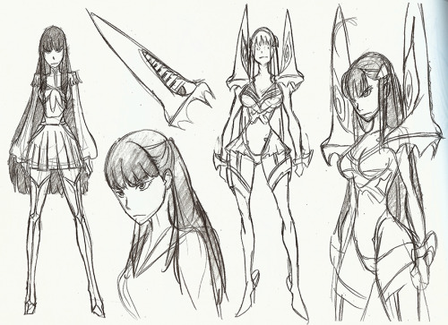 h0saki:Initial designs of Satsuki by Sushio and Shigeto Koyama from The Art of KlK Vol 1. In the sec