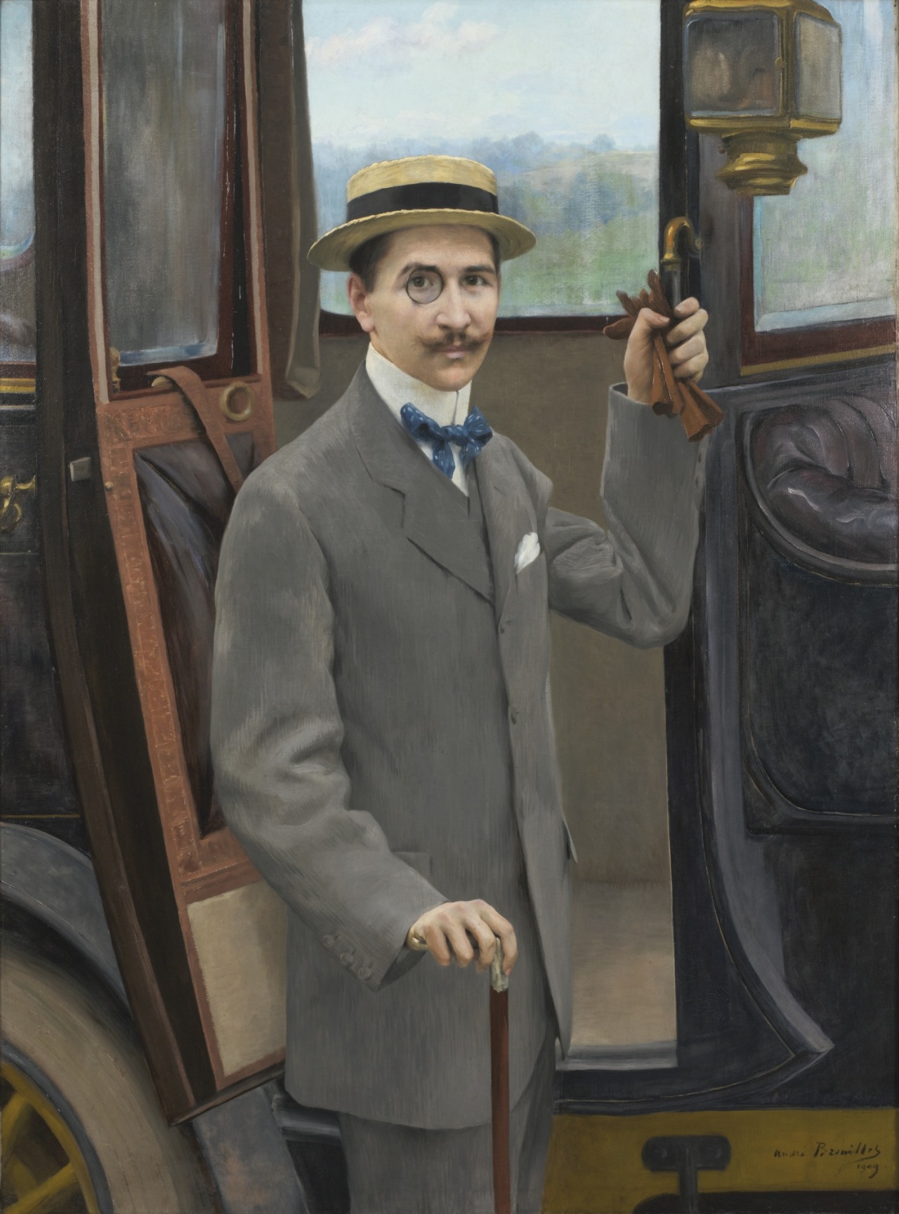 “A Young Man by a Carriage”, 1909. Oil on canvas André Brouillet ( 1857 - 1914