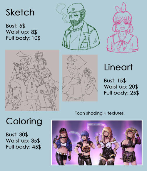 coconanodayo:Updating my commission sheets!!! DM me or contact me at coconanodayo@hotmail.com if you
