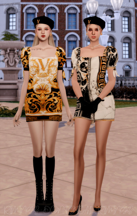 [RIMINGS] VERSACE Baroco Pattern Dress & Beret & EarringMARCH GIFTBOX - DRESS / HAT / EARRIN