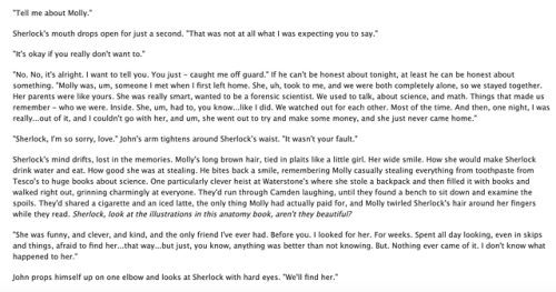 Behold, examples where Johnlock writers have treated Molly well in their fics - just a few of the ma
