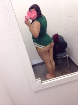 thenaughtylittlekitten:  SO i found an old cheerleader uniform at the thrift store :P its a little small on me. but it was Ů WHAT UP. 