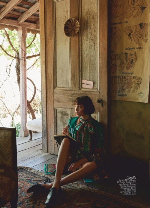 Emma Boyd reading and writing in “Australian Story” for Marie Claire Australia, February 2020. Photo