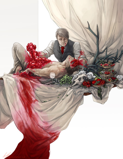 pyjamazombie:  My entry for the Hannibal ‘Banquet’ FanbookWhich I am allowed to post now~! I had a different version as well which I will post later. Enjoy~! 
