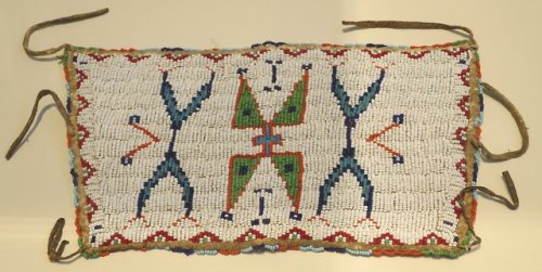 Beaded cuff (rawhide, glass beads, and silk), one of a pair, of the Sioux people of the Great Plains
