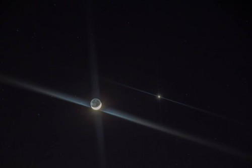 the moon and venus rising together on march 22, 2015, photographed by Elieen Claffey