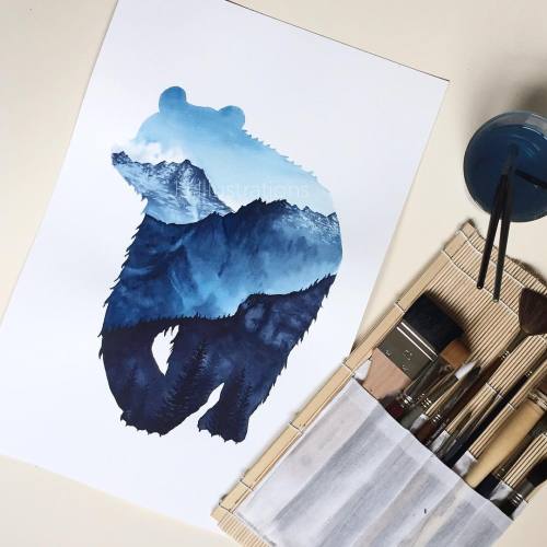 wnq-writers:Surreal Illustrations Fill Wildlife Silhouettes by Jessica JanikAspiring artist and illu