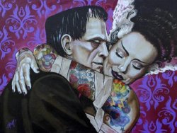 lovethugs-vandals:  xprettypistolx:The be all end all of strange and beautiful love. *Smiles.*Artist - Mike Bell  Omg