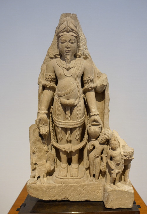 Sandstone sculpture from central India of the Hindu deity Brahma.  Artist unknown; 10th-12th century