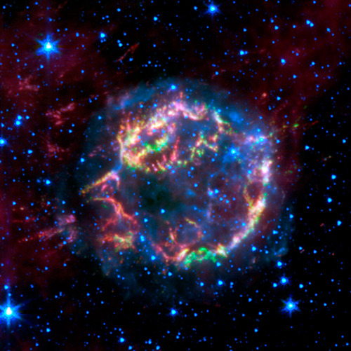 sci-universe:Supernova remnant is a nebula left behind after a supernova, a spectacular explosion in