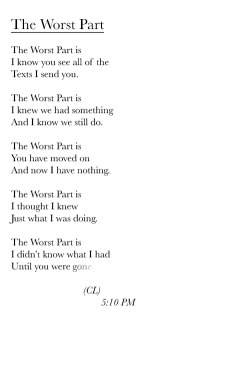 a-feeling-ill-forget:  been having a lot of trouble moving on lately. i didn’t know what i had.