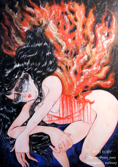 命の炎　Life of Fireアクリル・水彩・顔彩・墨・水彩紙　Acrylic paint,watercolor paint,ink on PaperSize 364 × 5153500