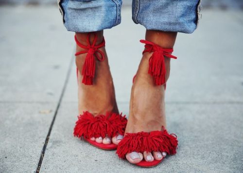 glamour: Fringe heels for spring!Via Theyallhateus