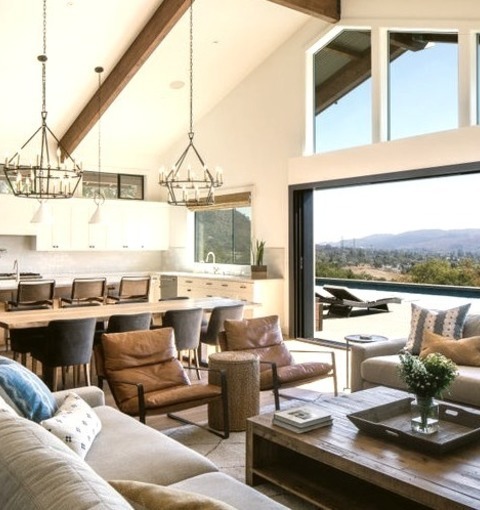 San Francisco Transitional Living RoomInspiration For A Large Transitional Open Concept Light Wood Floor,