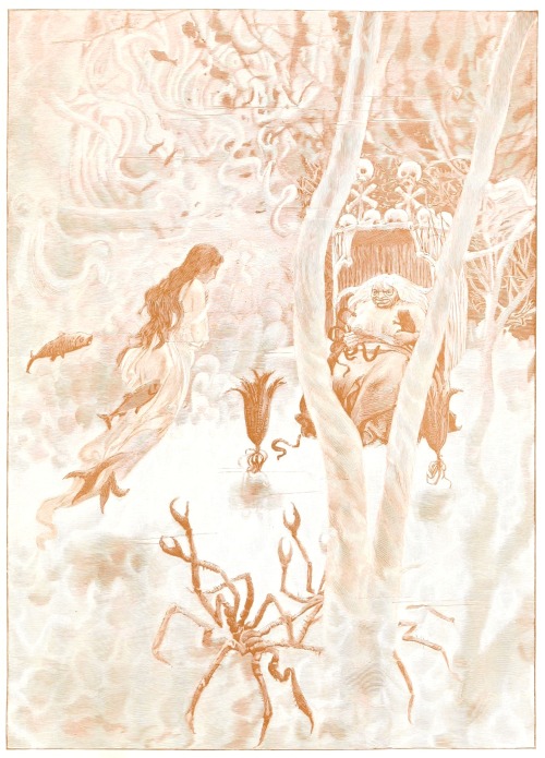 1900 Illustration of The Little Mermaid by H. L. Brækstad